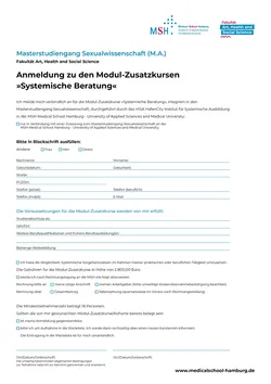 Anmeldung zu den Modul-Zusatzkursen »Systemische Beratung« zum Herunterladen
