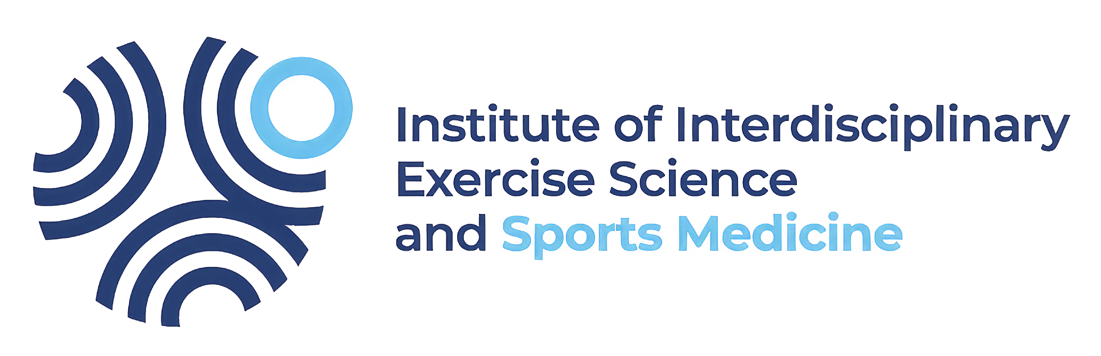 Logo des Institute of Interdisciplinary Exercise Science and Sports Medicine mit blauem Kreis- und Linienmotiv.