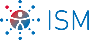 Logo des ISM mit stilisierter menschlicher Figur in Blau und Rot, umgeben von Punkten als Symbol für Vernetzung.